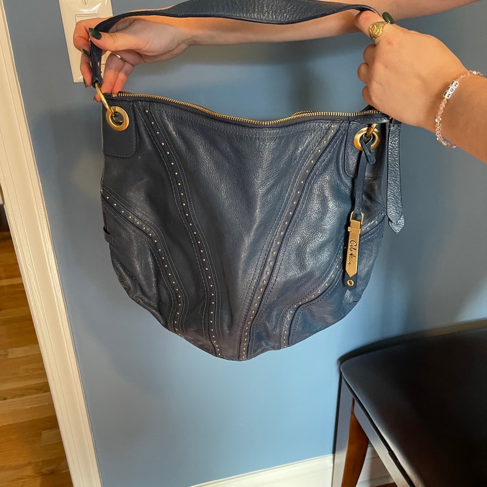 Blue leather Cole Haan shoulder bag